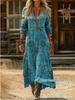 2026 Spring Retro V-neck Long-sleeved Plus Size Dress
