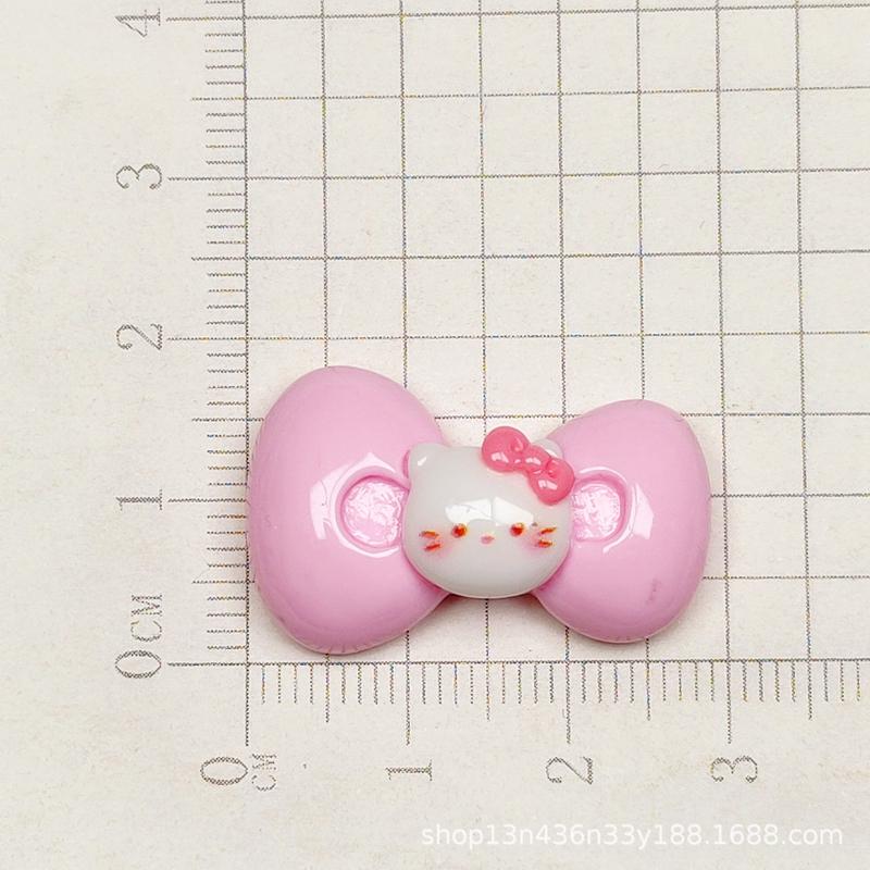 10Pcs New Cute Cartoon Animal Bright Resin Cat Bow Series Scrapbook Diy Bow Decor Accessories Crafts A133