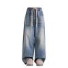 Plus Size Mens Jeans Design Fashion Embroidered Hem Heavyweight Casual Straight Leg Denim Pants
