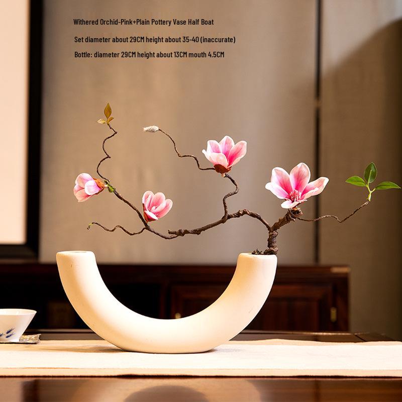 High-End Artificial Silk Magnolia Flower Arrangement - Classical, Elegant Dried Flower Set for Home Decor