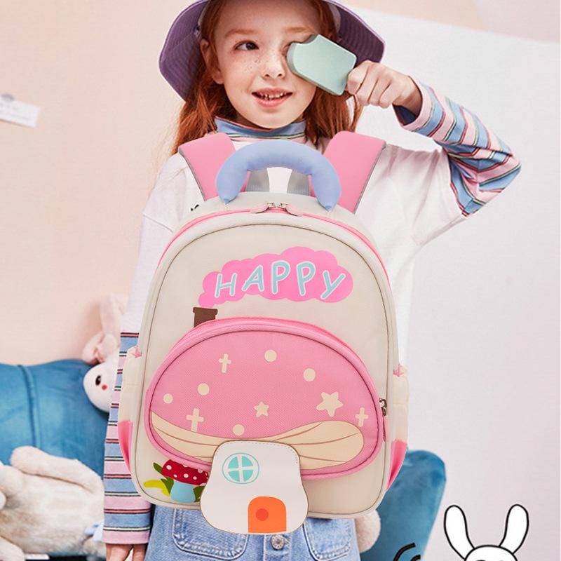 Kızlar İçin Sevimli Mantar Anaokulu Sırt Çantası - Geniş Kapasiteli, Hafif, Çizgi Film Tarzı, Basınç Azaltıcı Tasarım