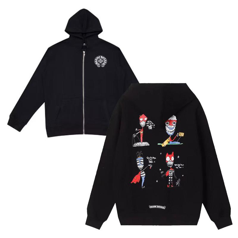 842 CHROME HEARTS 2025 Herbst und Winter Neu Übergröße Klassischer Stil Logo Reißverschluss Kapuzenpullover, Geeignet für Paare zum Tragen