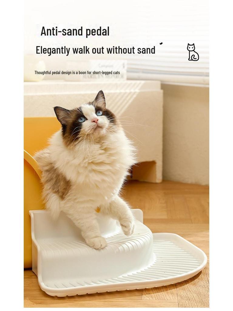 Halvsluten, överdimensionerad, stänksäker kattlåda - Lätt att rengöra för husdjur