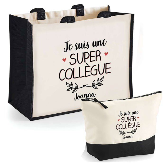 Coffret - PLANETEE - Joanna - Jute & coton - Personnalisé «Une super Collègue» - Fabrication française