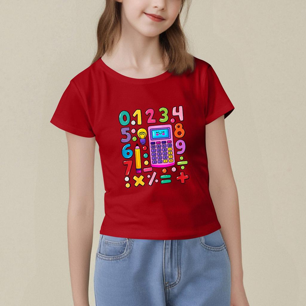 Dziecięca Koszulka z Nadrukiem z Krótkim Rękawem z Okrągłym Dekoltem Casualowa Wygodna Luźna Lekka