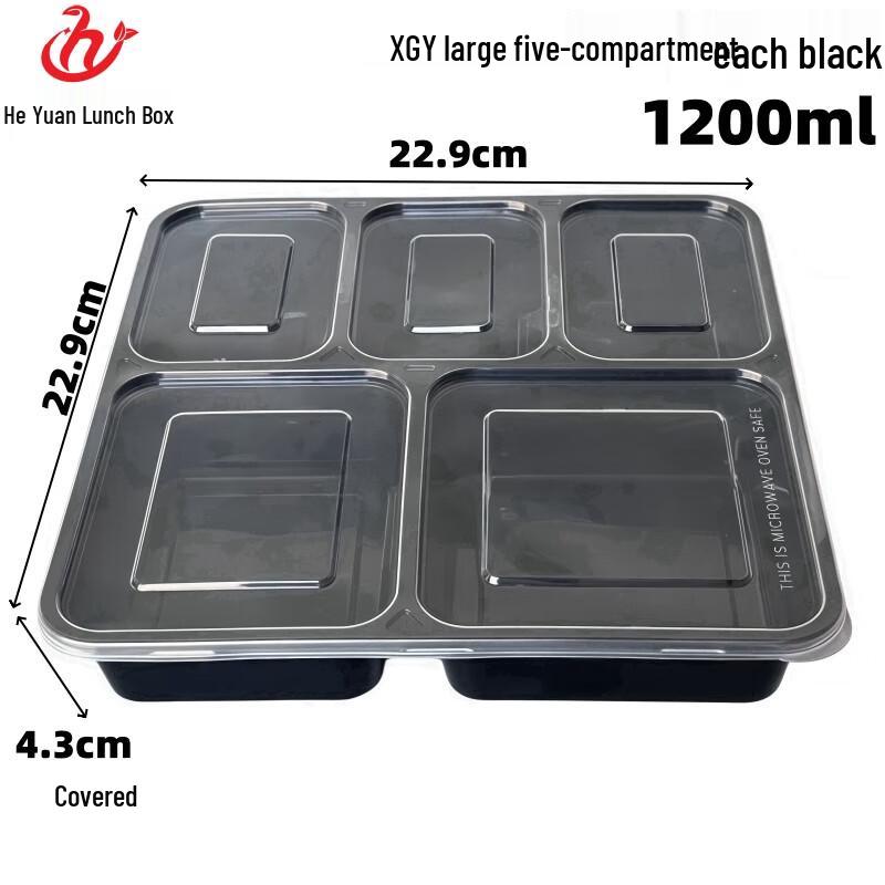 MOLUONA Disposable 5-Compartment Takeaway Lunch Boxes