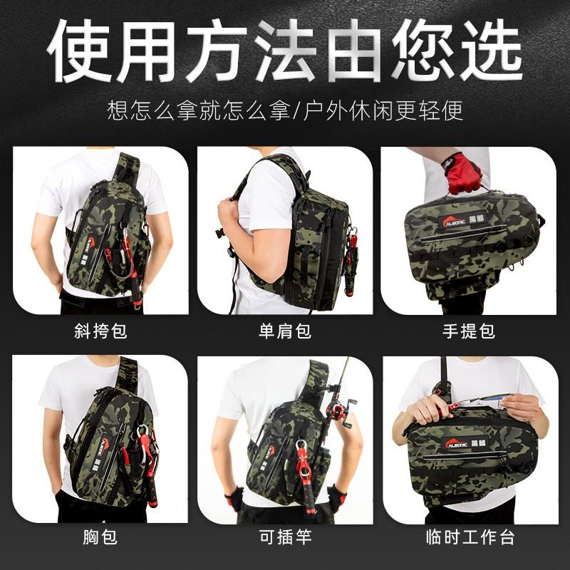 Mochila de Pesca Multifuncional Com Suporte para Vara Tecido Oxford Impermeável Bolsa para Equipamento de Pesca Isca