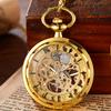 Copper Steampunk Vintage Pocket Watch Necklace Pendant Hollow Pocket Fob Watches Men Women Hollow Gear Relojes De Bolsillo