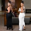 Women's Fashion Sexy Lace Backless Spaghetti Strap Dress with Brooch