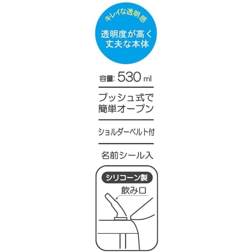 Skater Water Bottle with Straw 530ml Straw Water Bottle One Push Children's Doraemon Line Design Sanrio PDSH6DX-A