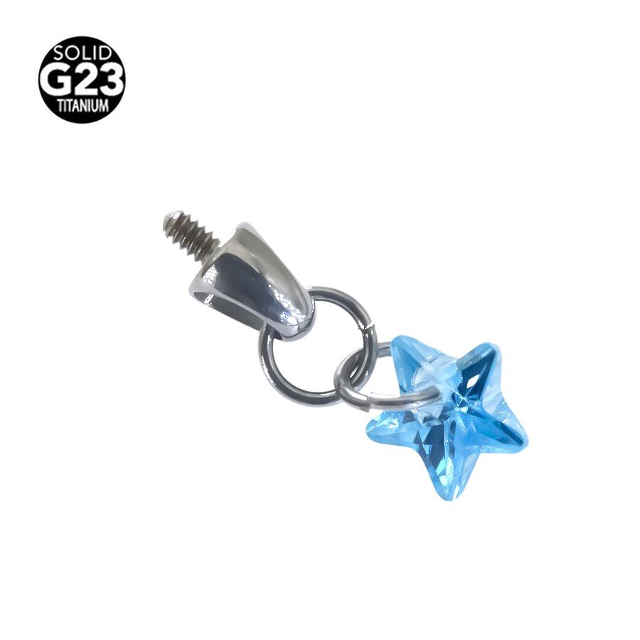 F136 Titanium Teardrop Bullet Head Lip Stud with Crystal Zircon Pendant for Ear Cartilage Piercing