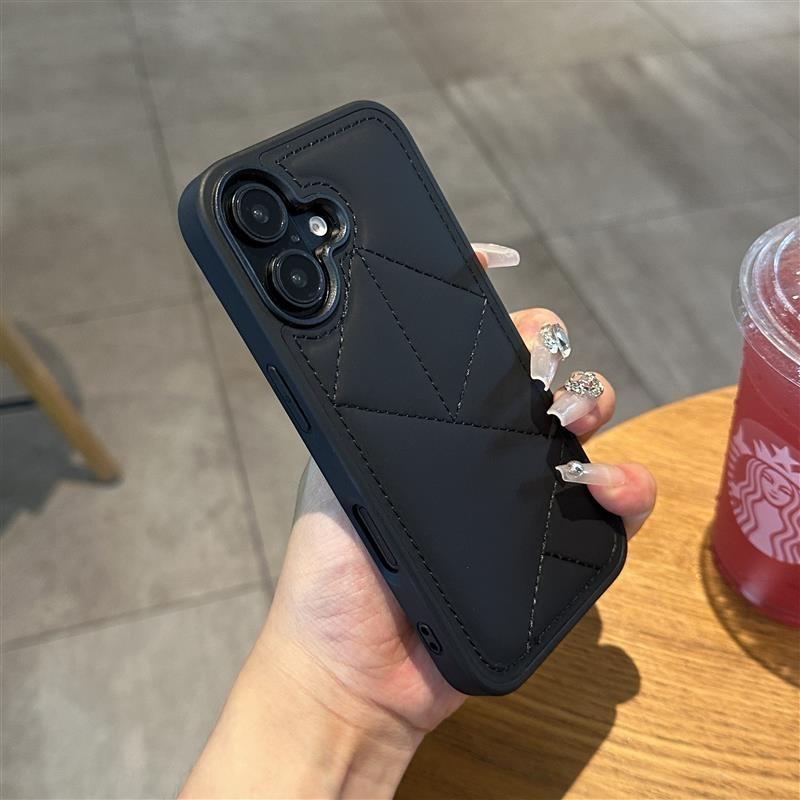 Down jacket Matte Leather Phone Case For iPhone 11 12 13 14 15 16 Pro Max Plus Protection Shockproof Silicone Cover