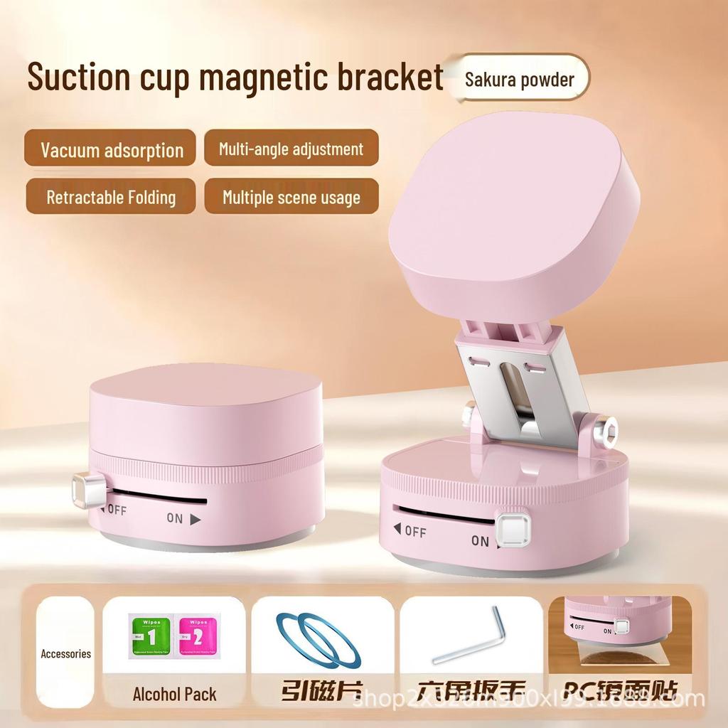 Universal Foldable Magnetic Phone Holder - Suction Cup Vacuum Mount for Car & Desktop