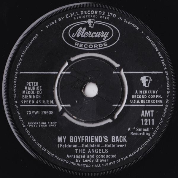 

7inch Record ANGELS - My Boyfriend s Back AMT1211 Mercury 1963 UK Pop Used