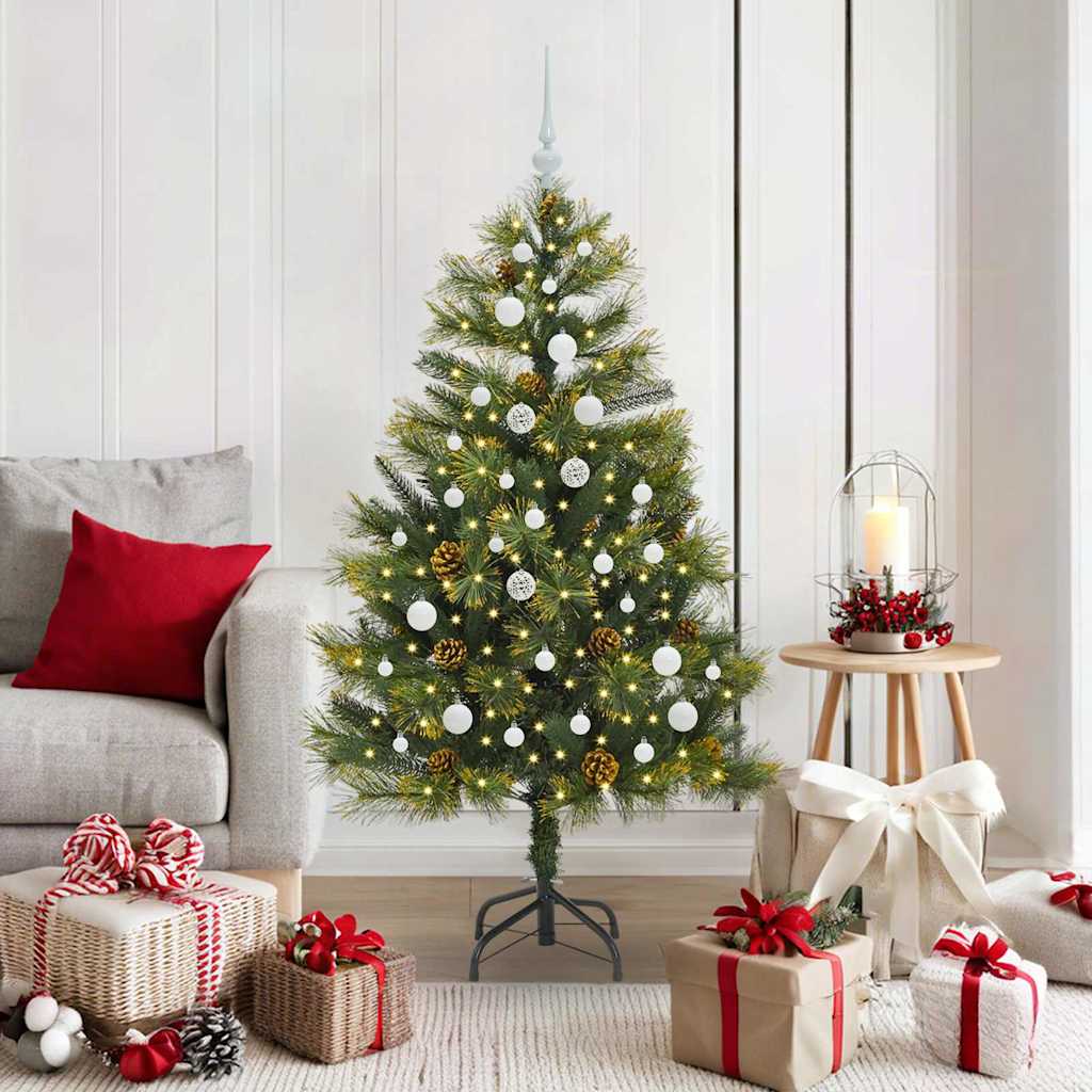 vidaXL Artificial Foldable Christmas Tree with Pine Cones 150 cm