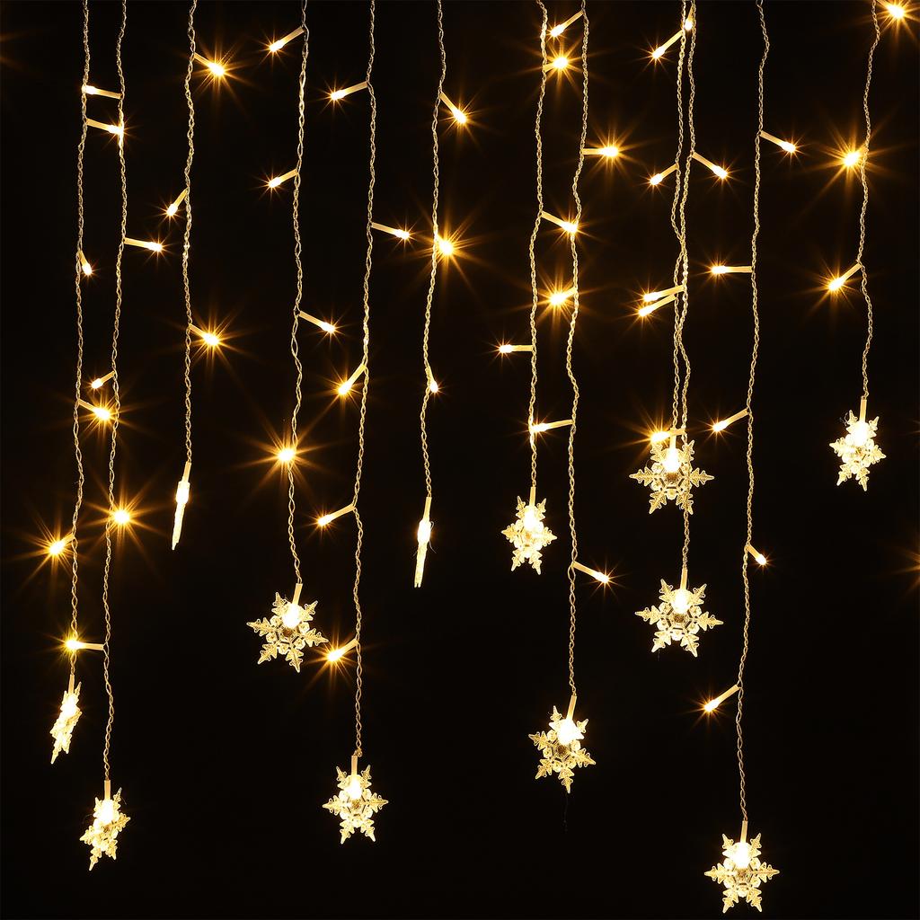 LED Snowflakes Curtain Lights String For Christmas