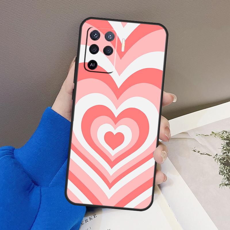 Latte Love Tunnel Brown Heart Case For Oppo A76 A16 A96 A17 A18 A60 A80 A40 A38 A58 A78 A98 A94 A74 A54 A15 A57 A77 A5 Pro