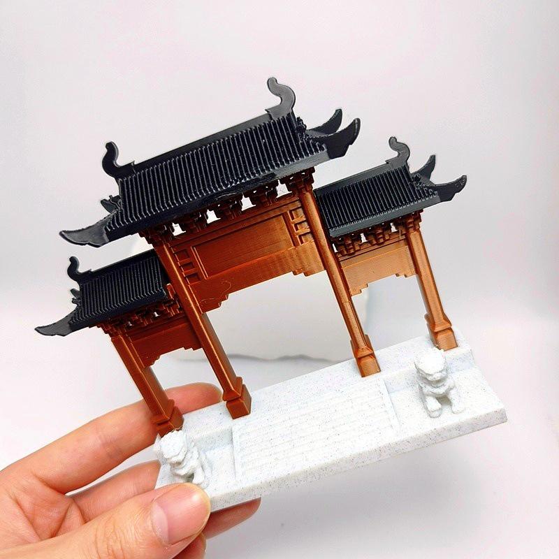 Chinese Memorial Archway Statue Ancient Building Model Japanese Pavilion Decoration Miniature Rockery Aquarium Bonsai Ornament