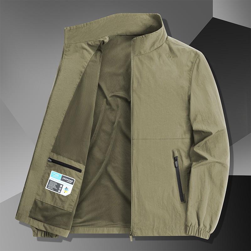 Giacca a vento leggera da uomo con colletto alla coreana, autunnale, casual, sportiva, vestibilità ampia
