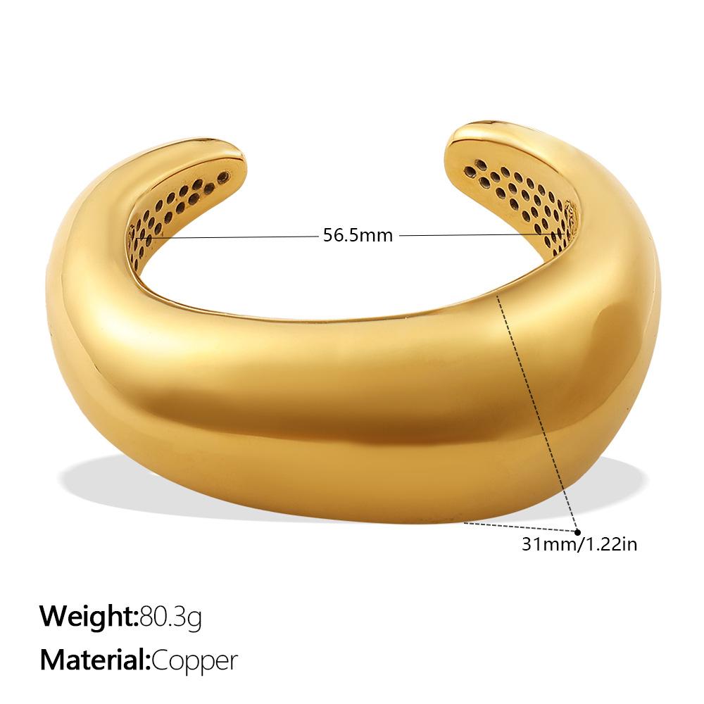 

Retro exaggerated style oversized gold hollow design bracelet copper gold-plated unique opening bracelet