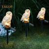 Solar Owl Light Resin Lighted Owl Figurine with Spike Garden Decoration Animal LED Solar Lamp for Home Lawn Patio Yard