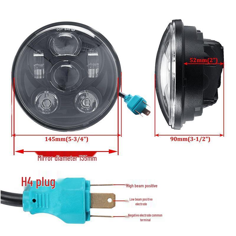 5.75" LED Headlight for Harley X48, XL883R/L 750, Dyna, Benelli 400 Motorcycles & Scooters - Off-road Compatible