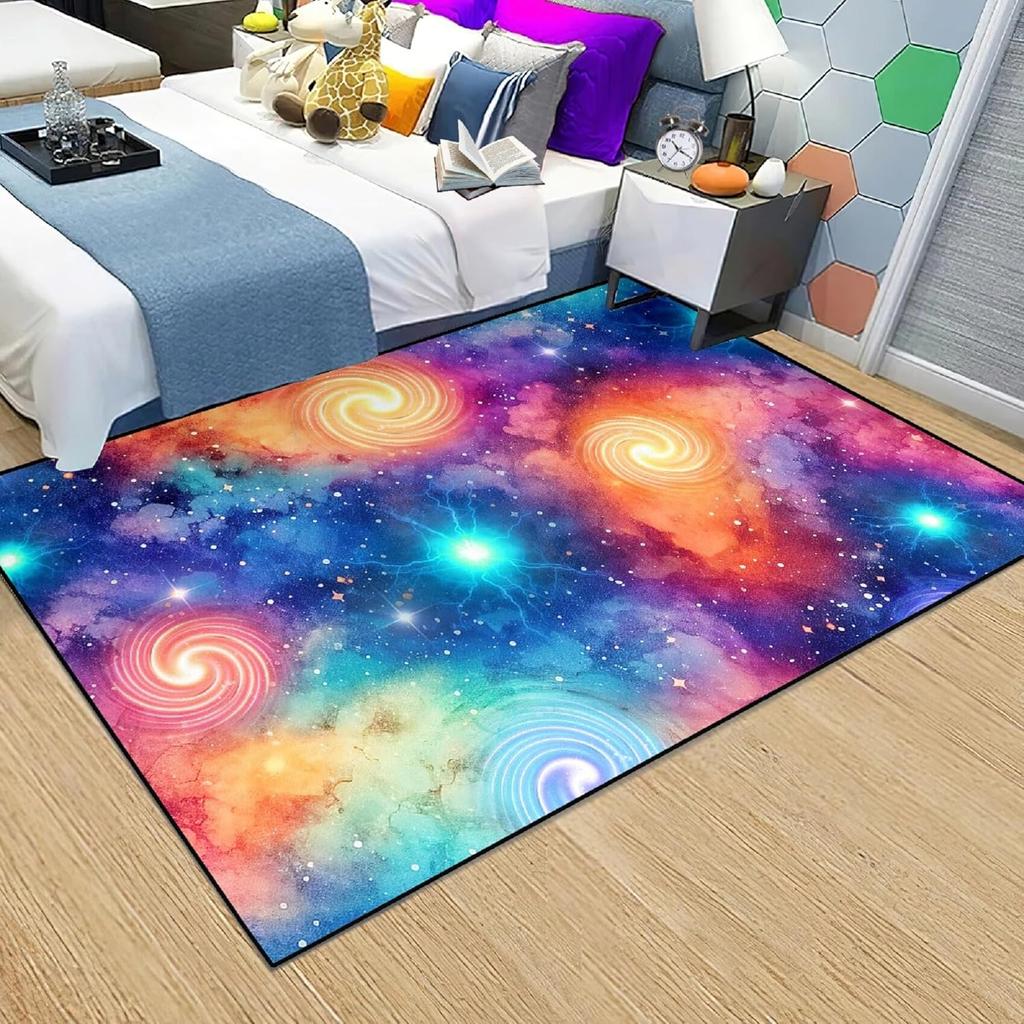 Starry Sky Rug Space Pattern Carpet Solar System Rug for Boy Girls Bedroom Galaxy Starry Sky Area Rug Universe Themed Decoration
