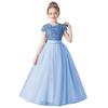 Princess Dress for Children Sparkly Sequin Short Sleeve Flower Girl Dress Tulle Kid Birthday Party Pageant Prom Gown Junior Bridesmaid