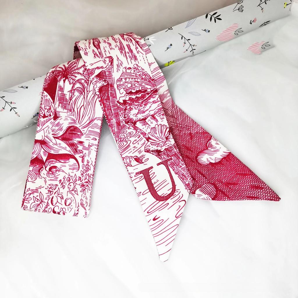 Fashion Skinny Scarf Women Luxury Letter Printing Tie Bag Handle Ribbon Hair Band Women's Headscarf New Lady Design Silk Scarves