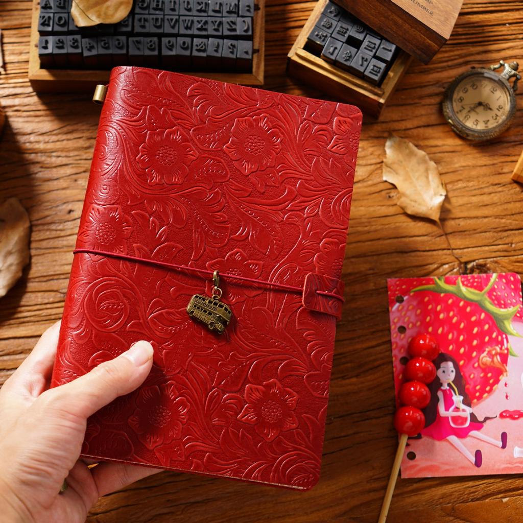 2026 Retro Carved Cowhide Travel Notepad Handmade Notebook Stationery Handbook Creative Diary