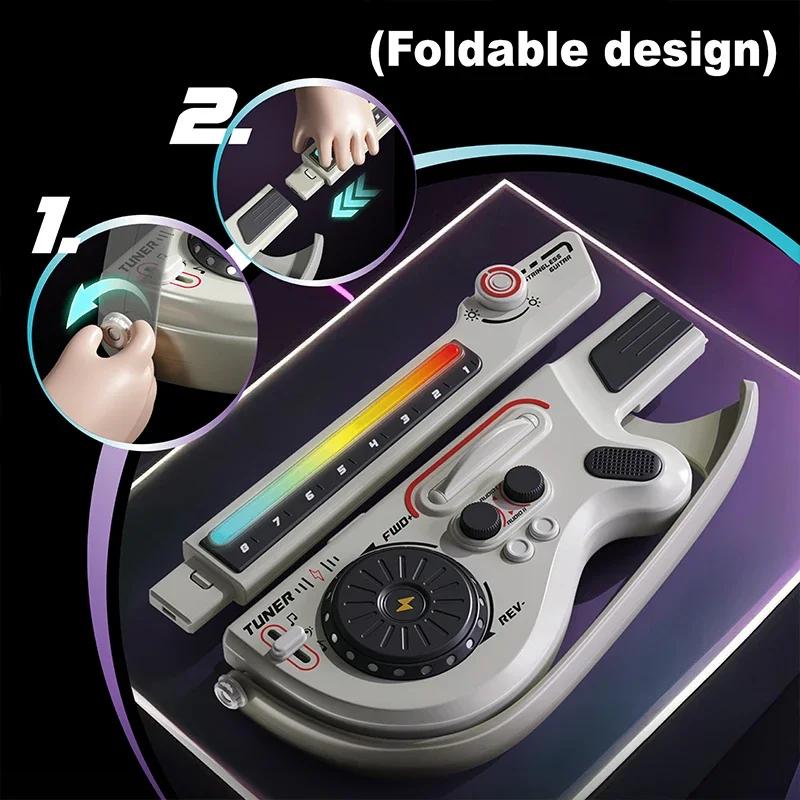 Stringless Electric Guitar Multifunction DJ Music Mixer LED Lights Kids Early Educational Toy Musical Instrument for Xmas Gifts