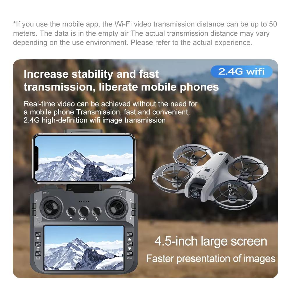 2025 New V666 Drone 4.5inch Screen Professional Aerial Photography 4K HD Camera Obstacle Avoidance Folding Brushless 5G FPV Drone Gift