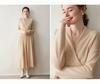 Women's Cross V-Neck Cashmere Sweater - 2026 Autumn/Winter French Robe Style Knit Outerwear