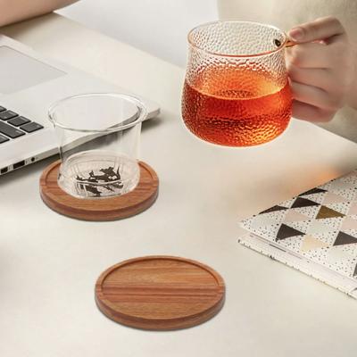 4/6pcs Durable Round Wood Coasters Thickened With Holder Table Protection Drink Coaster Nordic Style Non-slip Teacup Mat Bar