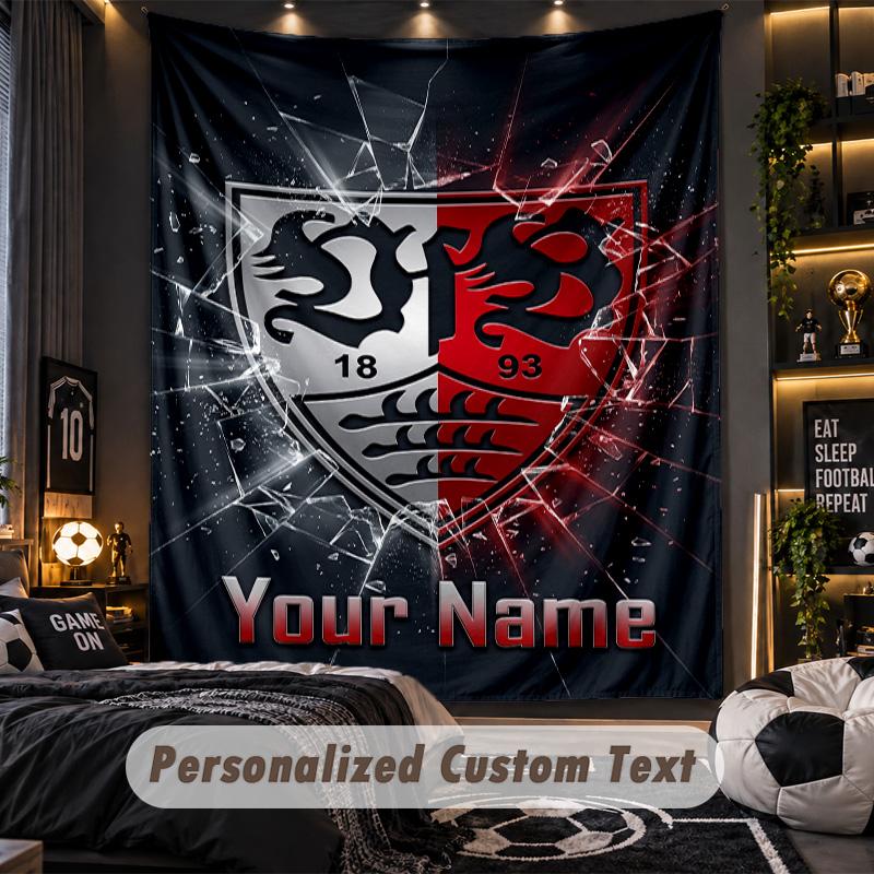 TapestryVfB Stuttgart FC Custom Name Text Personalized Wall Hanging Tapestry Home Wall Decor