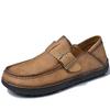 Men's British Style Genuine Leather Casual Slip-On Loafers - Soft Sole, Breathable & Matte Finish