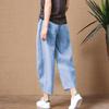 Women's Pants Summer Nine Points Loose Thin Tight Waist Wide Leg Pants Retro Slim Casual Pants