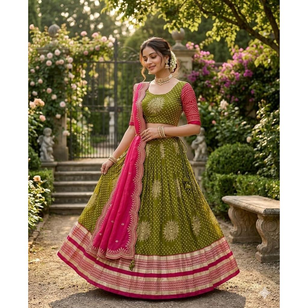 Indian Traditional Ethnic Lehenga Choli Dupatta Set Women's Desigenr Lehenga Set