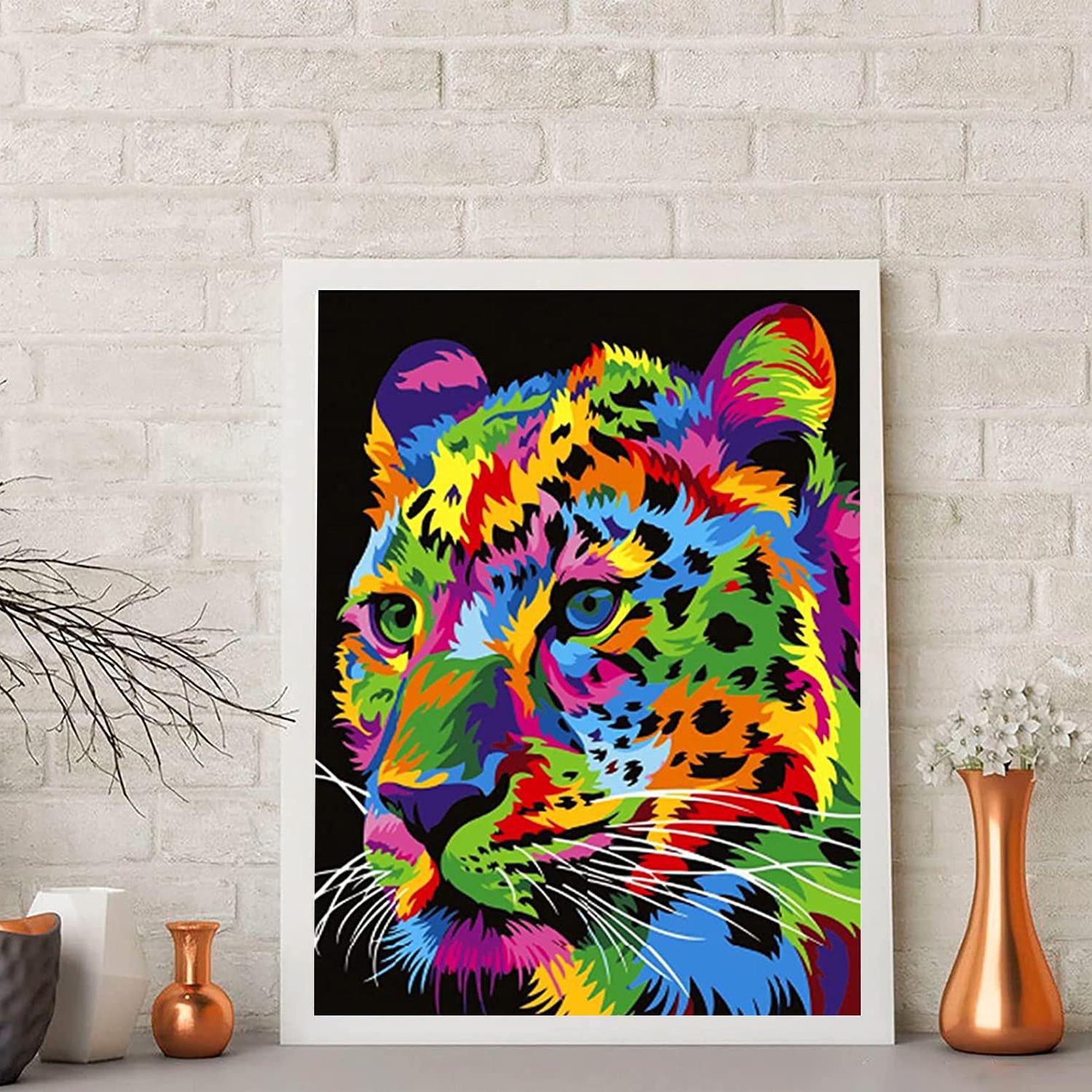 

Лев, Тигр, Волк и Леопард, 5D DIY Алмазная картина, нарисованные животные, алмазная вышивка, набор для вышивки крестом, полный горный хрусталь, мозаика, домашний декор, подарок Round 30x40cm