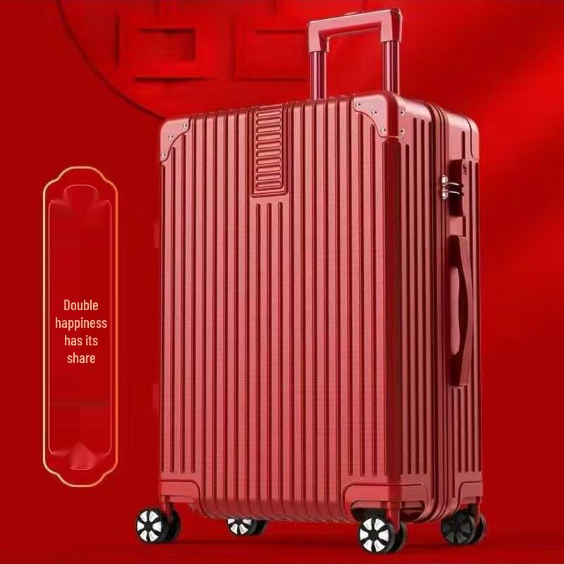 20-inch Bright Red Bridal Dowry Suitcase with Aluminum Frame and Combination Lock