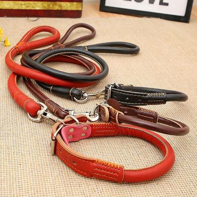 Large Dog Leather Collar and Leash Set - PU Material, In Stock