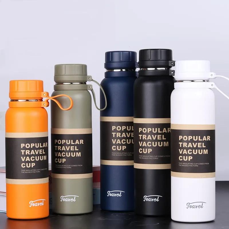 Thermos Cups 304 Stainless Steel Vacuum Cup Silicone Handle 850ML Large Capacity Thermos Water Kettle with Tea Net Outdoor Travel Drinkware 5 Colors