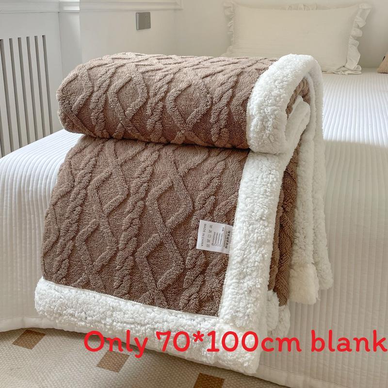 

Однотонное жаккардовое утолщенное одеяло 70x100 см, двухсторонний пушистый плюш, для офиса кофейный