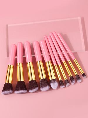 10pcs Beginner Makeup Brush Set, Soft Bristles for Easy Coloring, Eyeshadow, Blush and Contouring Brushes, Portable Makeup Tools