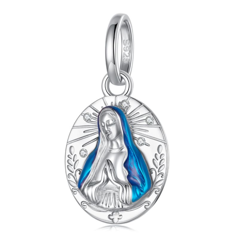 WOSTU 925 Sterling Silver Jesus Virgin Mary Pendant Charm The Hand of Fatima Bead Fit Bracelet Necklace DIY Prayer Family Gift