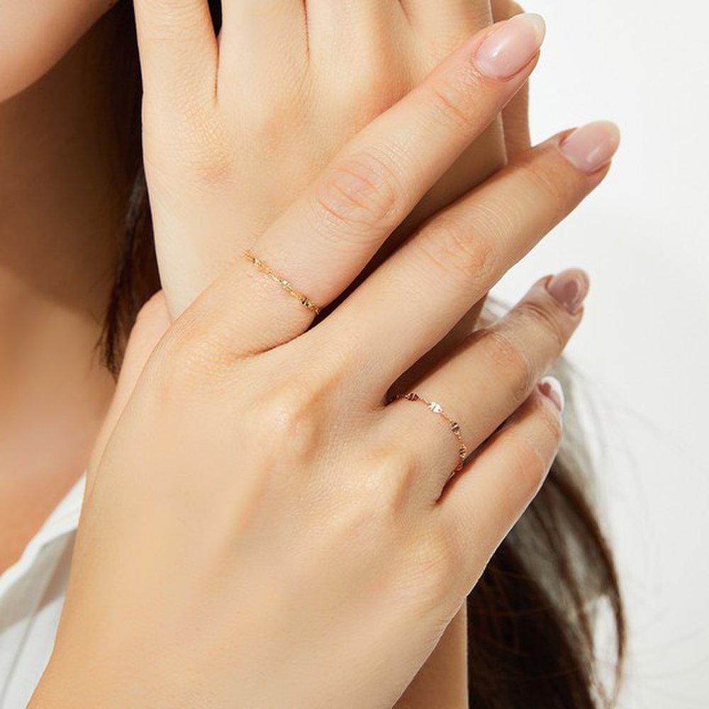 14K 18K Lucky Four-Leaf Clover Chain Gold Ring