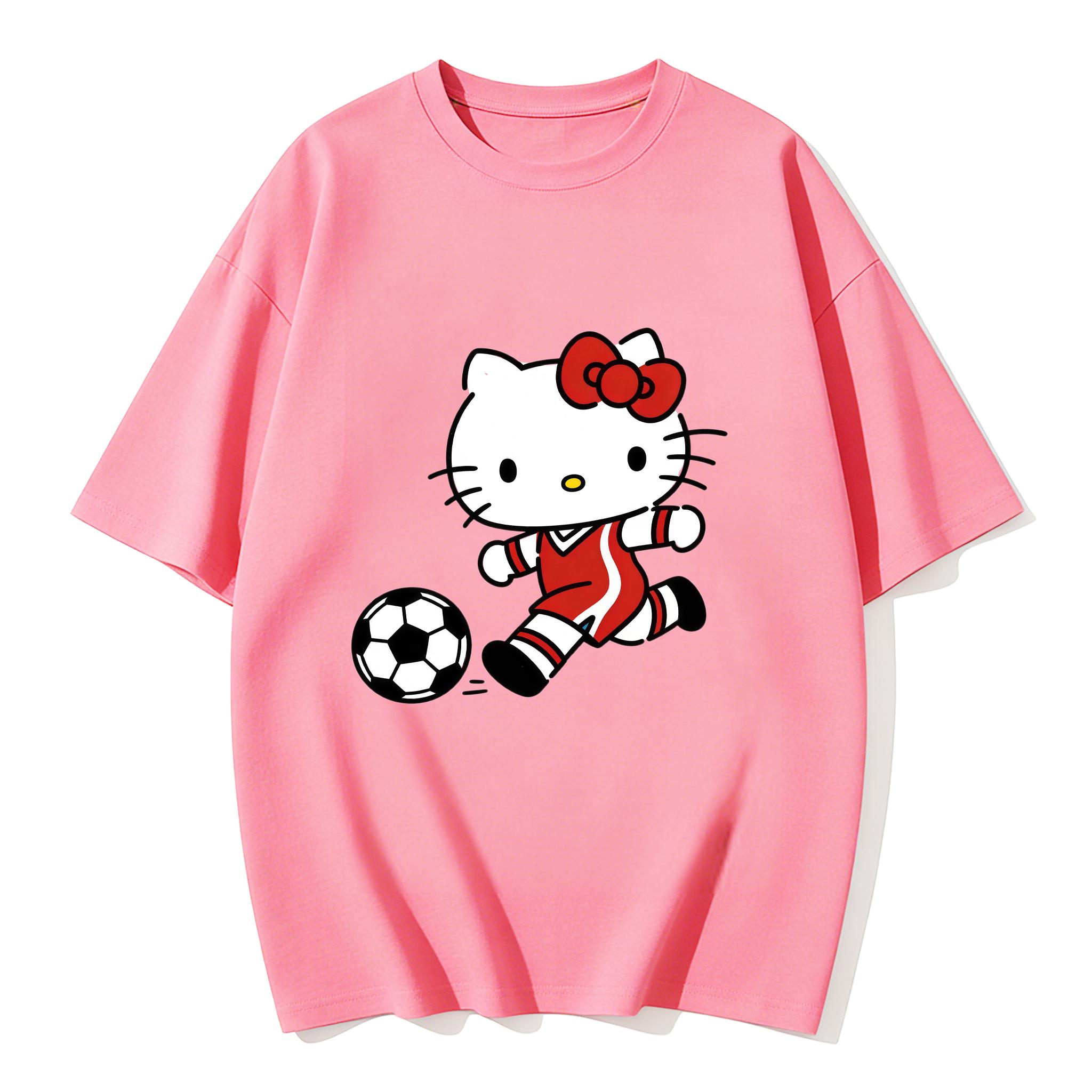 

Summer 2026 Hello Kitty Pattern Printed Shortsleeved Pure Cotton Womens Tshirt Casual and Comfortable Cotton Streetwear S
