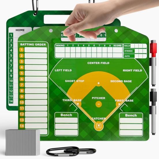 Magnetic Baseball Lineup Board for Dugout Double-Sided Baseball Coaching Broad with 30 Lineup Cards Baseball Tactical Clipboard