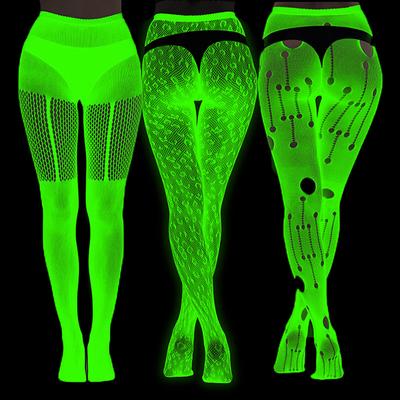 Calze a Rete Leggings Fluorescenti da Donna Calze Collant Luminescenti Collant Lucidi