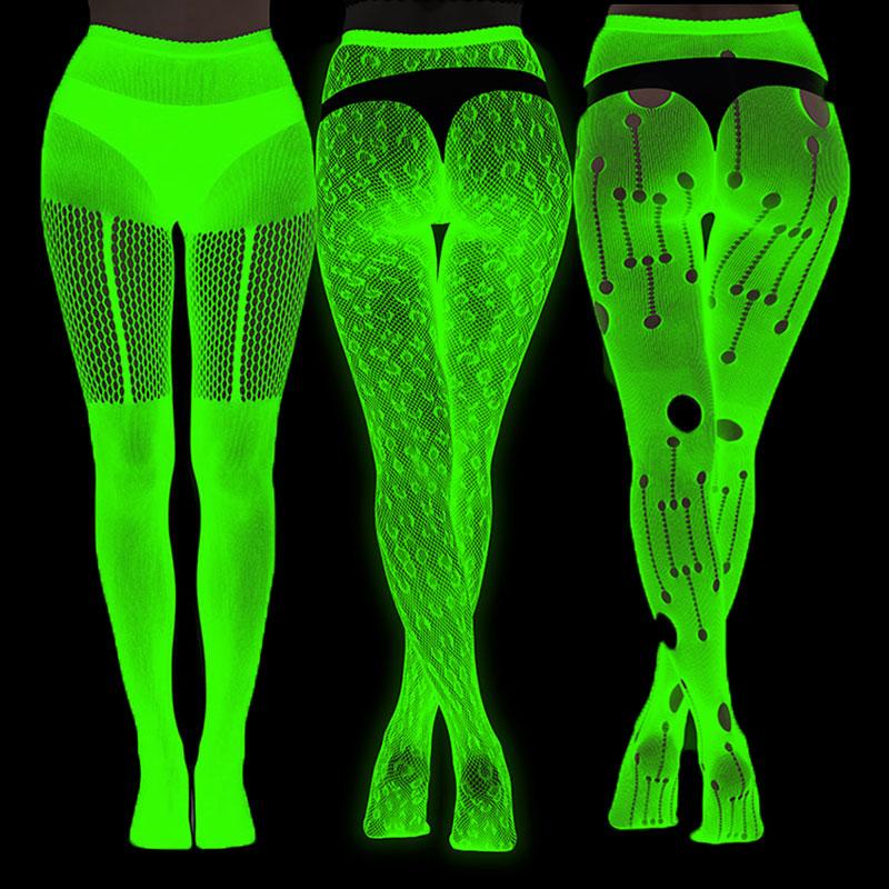 Yiran Sexy Lingerie Women's Green/Dark Socks Glow In The Fishnet Stockings Leggings For Noctilucent Stockings Tights Cm